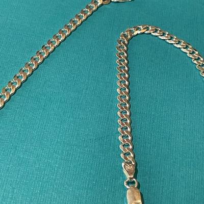 Vintage 30" Sterling Silver Solid Link Necklace 19.4 Grams in VG Preowned Condition.