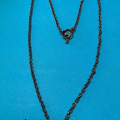 Vintage Hand Made & Painted Copper Coyote Pendant on a 25" Chain in Good Preowned Condition.