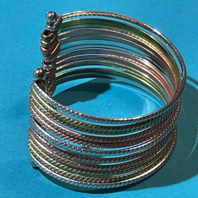Vintage Dozen Strand Multi-Color Designer Cuff Fashion Bracelet in Very Good Preowned Condition.