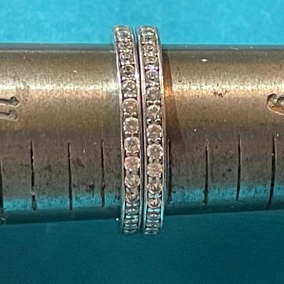 Vintage Pair of Sterling Silver CZ Wedding Bands Size-10 in Very Good Preowned Condition.
