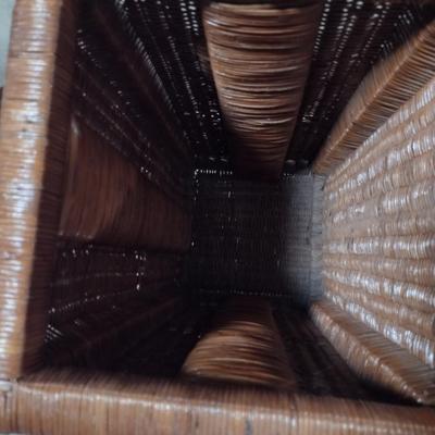 Woven Wicker Storage Box/Clothes Hamper with Metal Accents