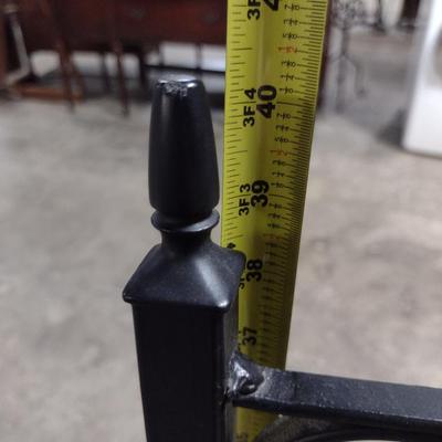 Pair of Cast Metal Scroll Design Chairs with Upholstered Seat and Back