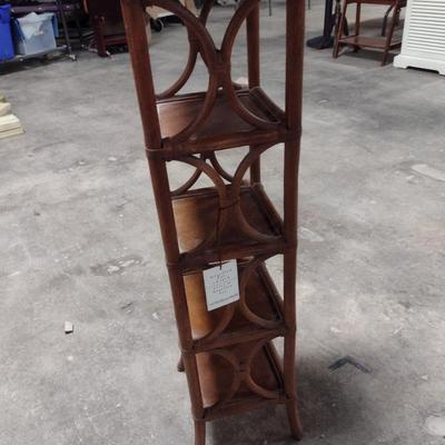 Wooden and Woven Wicker Design Small Shelf/CD Holder