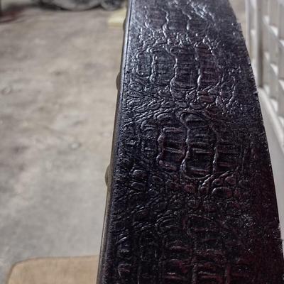 Large Wide Framed Beveled Oval Wall Mirror with Metal Tack Design