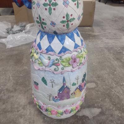 Heartwood Creek Jim Shore Tall Snowman with Wreath Figure- Missing Arms- Approx 34 3/4