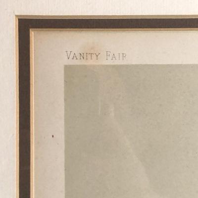 Vintage VANITY FAIR Chromolithograph A Tory Print in a Wooden Frame Size 16" x 20" w/Matting as Pictured.