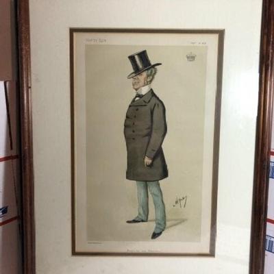 Vintage VANITY FAIR Chromolithograph Property & Principal Print in a Wooden Frame Size 16" x 20" w/Matting as Pictured.