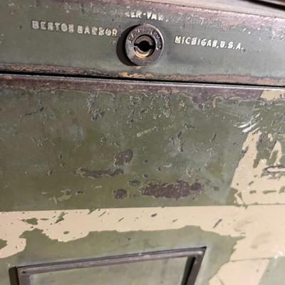 Vintage Two Drawer Metal Filing Cabinet (on Wheels)