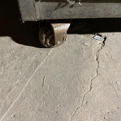 Vintage Two Drawer Metal Filing Cabinet (on Wheels)