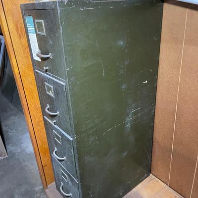 Vintage Four Drawer Metal Filing Cabinet