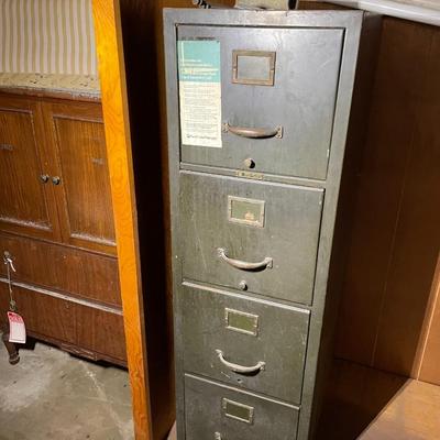 Vintage Four Drawer Metal Filing Cabinet