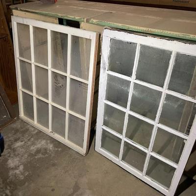 Pair of Vintage 12 Pane Windows Lot One