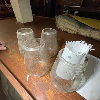 Set of Four Vintage Dietz Glass Lantern Globes Lot