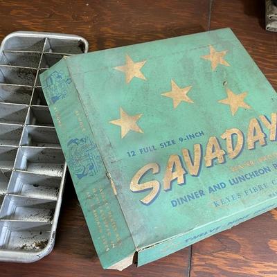 Vintage Ice Tray and Paper Plates