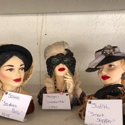 Farmhouse Mercantile Trio of Cameo Head Vases: Lot Three
