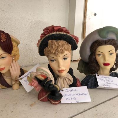 Farmhouse Mercantile Trio of Cameo Head Vases: Lot Five