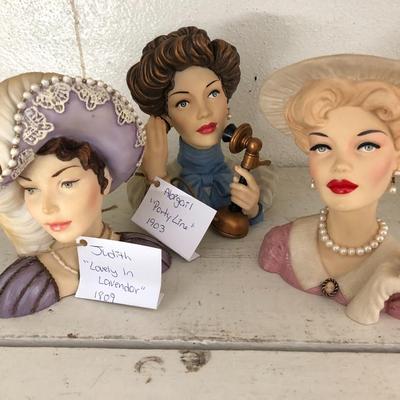 Farmhouse Mercantile Trio of Cameo Head Vases: Lot Six