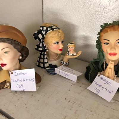 Farmhouse Mercantile Trio of Cameo Head Vases: Lot Seven