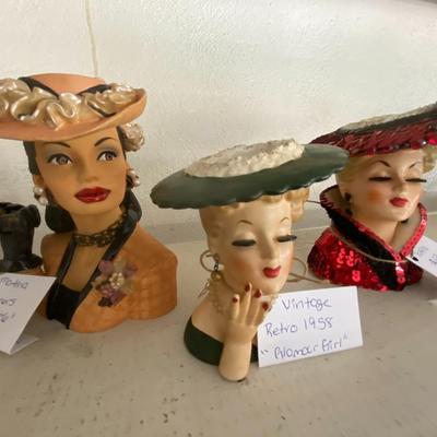 Farmhouse Mercantile Trio of Cameo Head Vases: Lot Ten