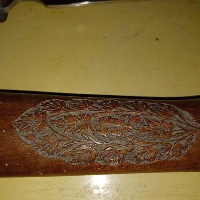 Vintage Knife & Fork Carving Set with Hand Carved Figural Fish Sheath