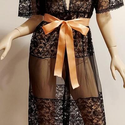 Vtg 60s Layering Robe/Dress Maxi lace with Sash