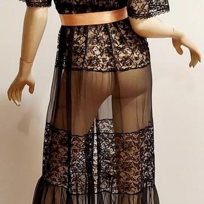 Vtg 60s Layering Robe/Dress Maxi lace with Sash