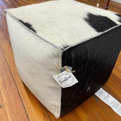 Cowhide and Leather Ottoman