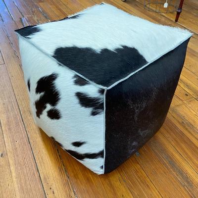 Cowhide and Leather Ottoman