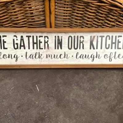 Lot of Four Carrier Baskets and Sign