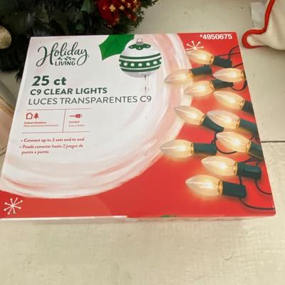 Farmhouse Mercantile Christmas Lights, Vintage Bell, and Vintage Wreath Lot