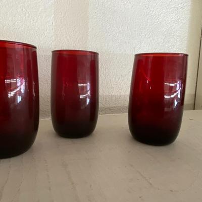 Set of Ruby Red Glassware (Nine total pieces)