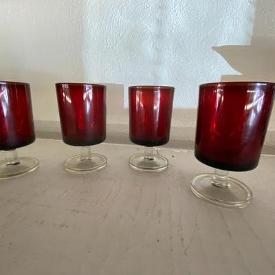 Set of Ruby Red Glassware (Nine total pieces)