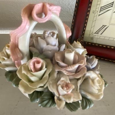 Farmhouse Mercantile Clock, Figurine, and Knickknacks Lot