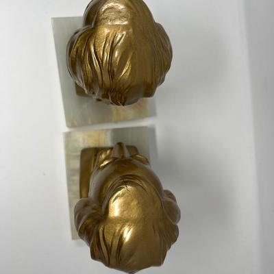 Lincoln Bust Metal Bookends on Marble Base