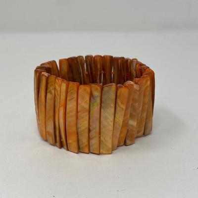 Vintage Coral Mother of Pearl Stretch Bracelet