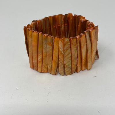 Vintage Coral Mother of Pearl Stretch Bracelet