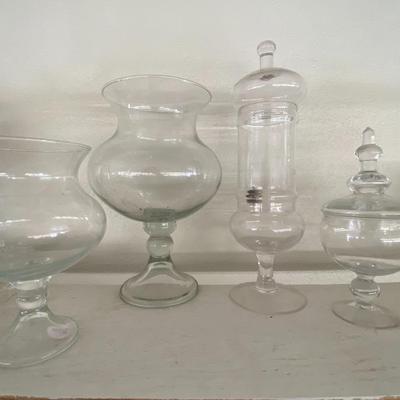 Farmhouse Set of Four Clear Glass Jars Lot