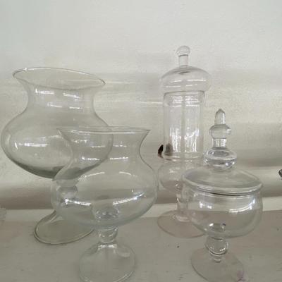 Farmhouse Set of Four Clear Glass Jars Lot