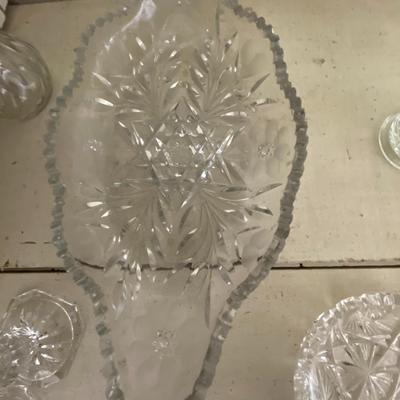 Farmhouse Mercantile Set of Six Glassware Candlesticks, Vase, and Trays Lot