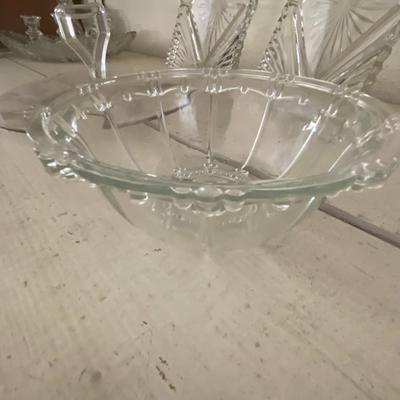 Farmhouse Mercantile Set of Four Glassware Two Picture Frames, Bowl. and Tray Lot