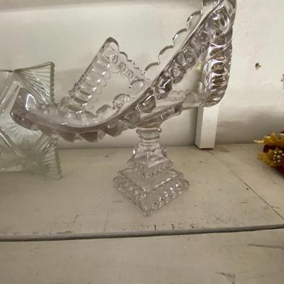 Farmhouse Mercantile Elevated Clear Glassware Display Piece
