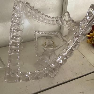 Farmhouse Mercantile Elevated Clear Glassware Display Piece