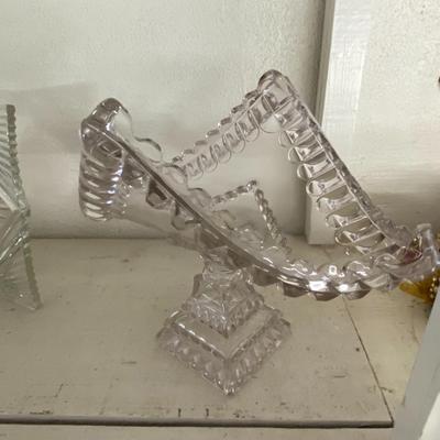 Farmhouse Mercantile Elevated Clear Glassware Display Piece