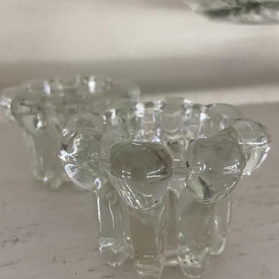 Farmhouse Mercantile Set of Five Glassware Cake Tray, Bowls, and Tealight Holders Lot