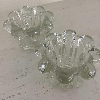 Farmhouse Mercantile Set of Five Glassware Cake Tray, Bowls, and Tealight Holders Lot