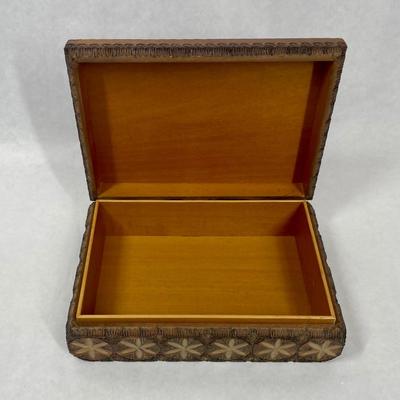 Ornate Wood Trinket Storage Box