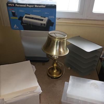 PAPER SHREDDER, LAMP, METAL AND PLASTIC ORGANIZER, MORE