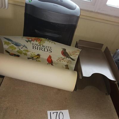 PAPER SHREDDER, LAMP, METAL AND PLASTIC ORGANIZER, MORE