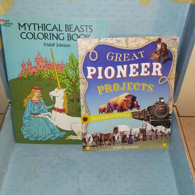 CHILDREN'S ACTIVITY BOOKS AND A SMALL CASE TO CARRY THEM