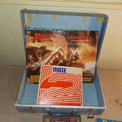 CHILDREN'S ACTIVITY BOOKS AND A SMALL CASE TO CARRY THEM